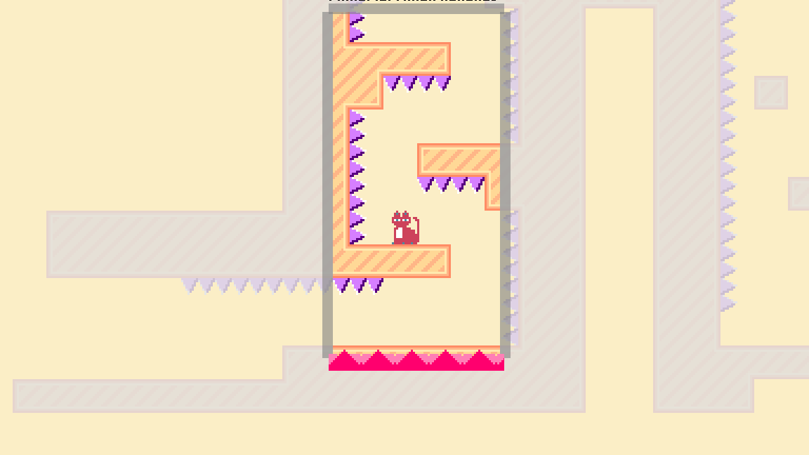 Screenshot of Squingus lost within a tower of spikes
