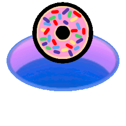 Donut-themed ball being eaten as it enters the hole