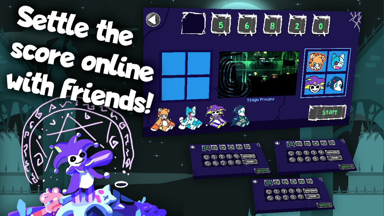 Screenshot of the online lobby UI. Reads 'Settle the score online with friends!'